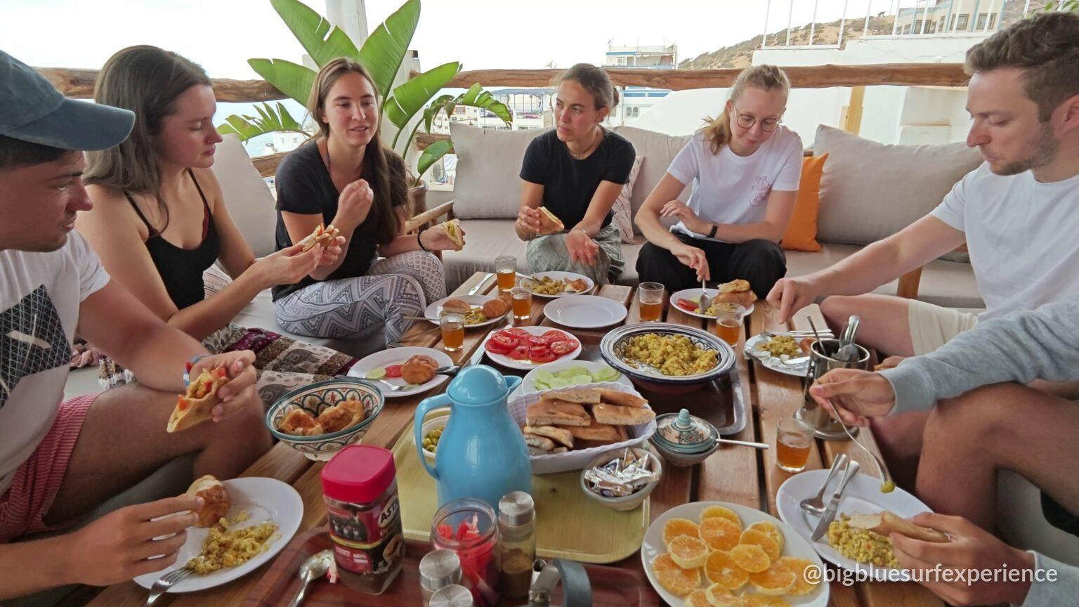 Guests at breakfast on the BigBlue rooftop terrace